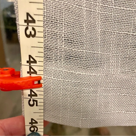 Grey Semi Sheer Grommet Curtain Panels Aprox. 52”W X 46”H. NWOT - Picture 3 of 5